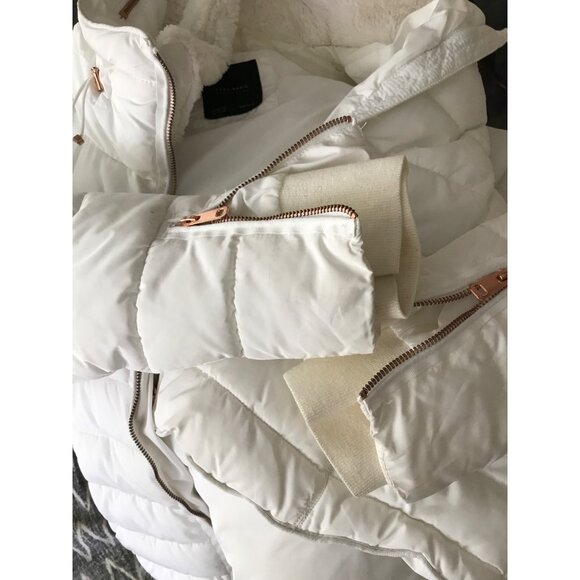 Zara Warm Insulated Puffer Jacket Sz  L - XL Ivory - Picture 6 of 11